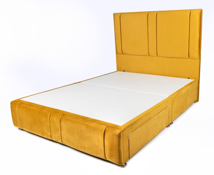 5'0" King Highgrove Beds 2 Drawer Divan Base with Luxury Floor Standing Headboard in Plush Corn