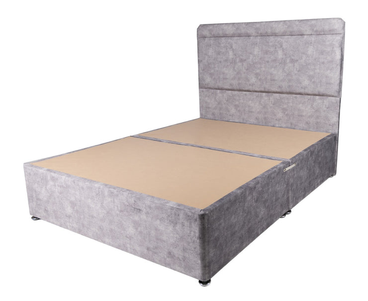 5'0" King Sleepy Beds Non Storage Divan Base with Luxury Floor Standing Headboard in Marble Steel
