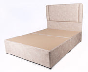 5'0 King Sleepy Beds Non Storage Divan Base with Luxury Floor Standing Headboard in Marble Cream